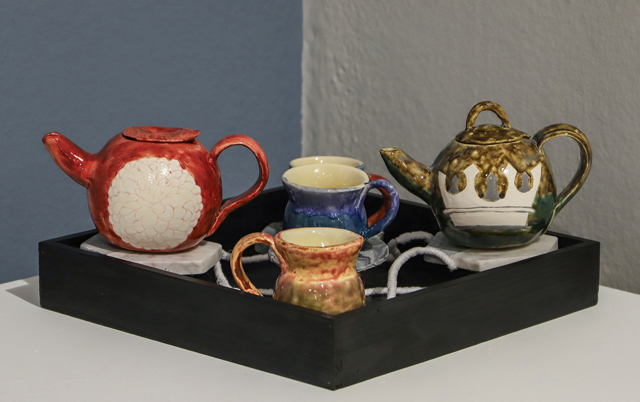Earthenware with felt and fabric